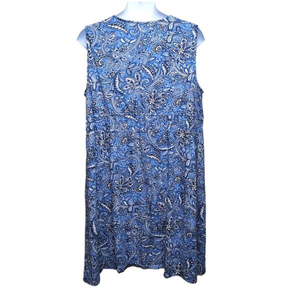 Talbots Dress Womens Plus Size 3X Blue Paisley Sleeveless V-Neck Cotton India - Picture 3 of 12